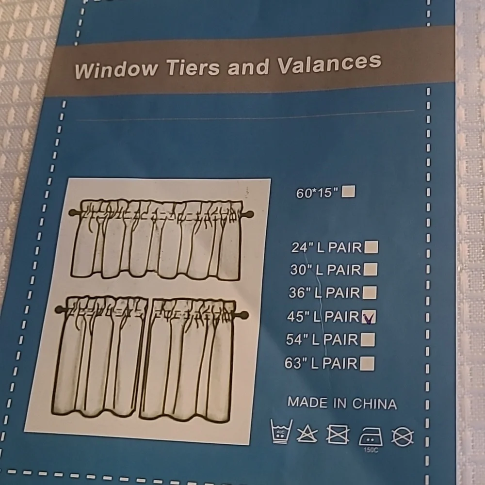New with tags! Set of 2 Tiers Waffle Weave White Kitchen Curtains 60 x 45
